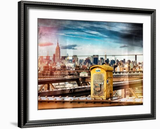 Instants of NY Series - Police Emergency Call Box on Walkway of Brooklyn Bridge-Philippe Hugonnard-Framed Photographic Print