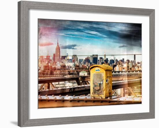 Instants of NY Series - Police Emergency Call Box on Walkway of Brooklyn Bridge-Philippe Hugonnard-Framed Photographic Print