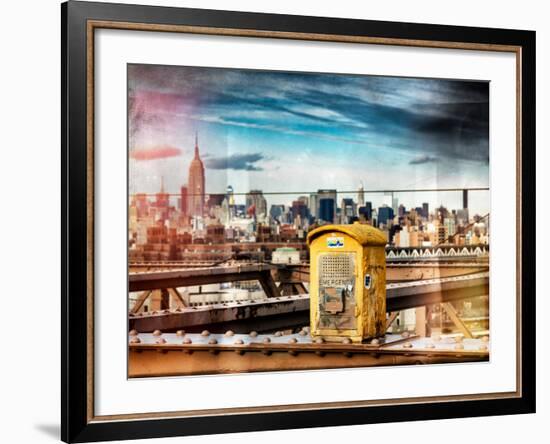 Instants of NY Series - Police Emergency Call Box on Walkway of Brooklyn Bridge-Philippe Hugonnard-Framed Photographic Print