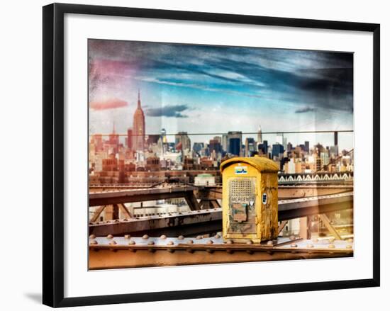 Instants of NY Series - Police Emergency Call Box on Walkway of Brooklyn Bridge-Philippe Hugonnard-Framed Photographic Print