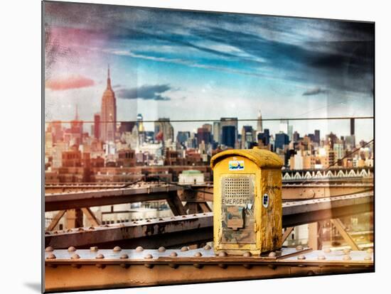 Instants of NY Series - Police Emergency Call Box on Walkway of Brooklyn Bridge-Philippe Hugonnard-Mounted Photographic Print