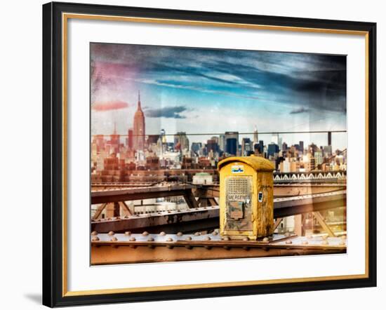 Instants of NY Series - Police Emergency Call Box on Walkway of Brooklyn Bridge-Philippe Hugonnard-Framed Photographic Print