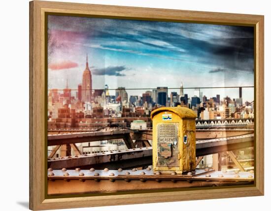 Instants of NY Series - Police Emergency Call Box on Walkway of Brooklyn Bridge-Philippe Hugonnard-Framed Premier Image Canvas