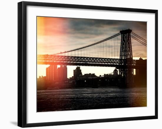 Instants of NY Series - The Williamsburg Bridge at Nightfall - Lower East Side of Manhattan-Philippe Hugonnard-Framed Photographic Print