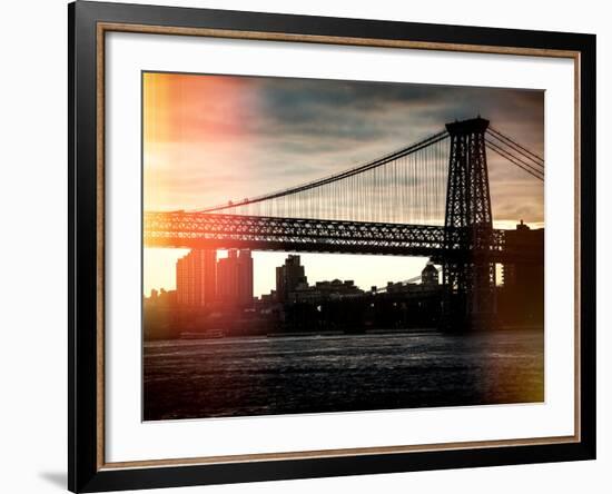 Instants of NY Series - The Williamsburg Bridge at Nightfall - Lower East Side of Manhattan-Philippe Hugonnard-Framed Photographic Print