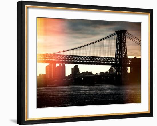 Instants of NY Series - The Williamsburg Bridge at Nightfall - Lower East Side of Manhattan-Philippe Hugonnard-Framed Photographic Print
