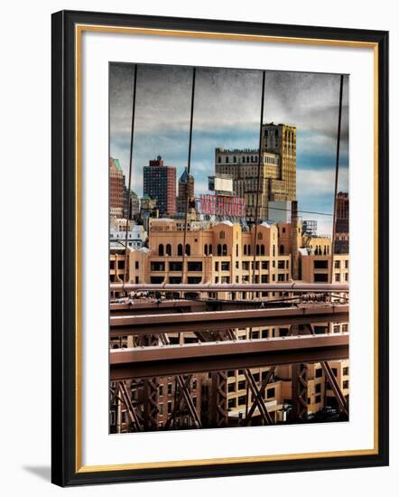 Instants of NY Series - View of Brooklyn Bridge of the Watchtower Building-Philippe Hugonnard-Framed Photographic Print