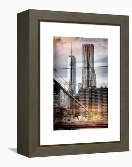 Instants of NY Series - View of Brooklyn Bridge with the One World Trade Center-Philippe Hugonnard-Framed Stretched Canvas