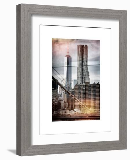 Instants of NY Series - View of Brooklyn Bridge with the One World Trade Center-Philippe Hugonnard-Framed Art Print