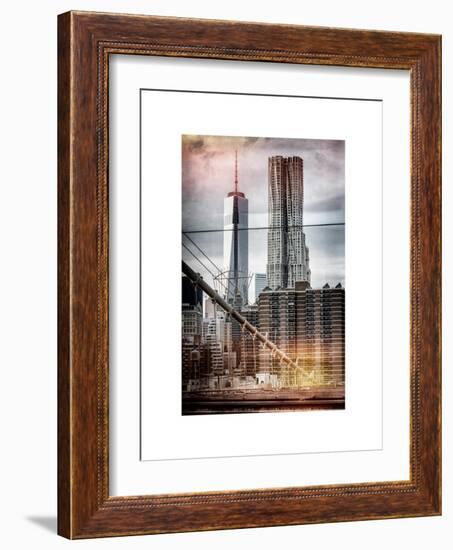 Instants of NY Series - View of Brooklyn Bridge with the One World Trade Center-Philippe Hugonnard-Framed Art Print