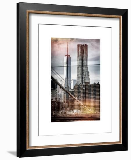 Instants of NY Series - View of Brooklyn Bridge with the One World Trade Center-Philippe Hugonnard-Framed Art Print