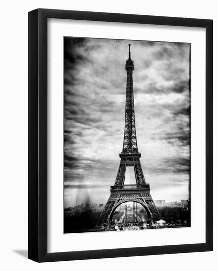 Instants of Paris B&W Series - Eiffel Tower, Paris, France-Philippe Hugonnard-Framed Art Print