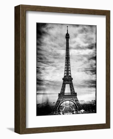 Instants of Paris B&W Series - Eiffel Tower, Paris, France-Philippe Hugonnard-Framed Art Print