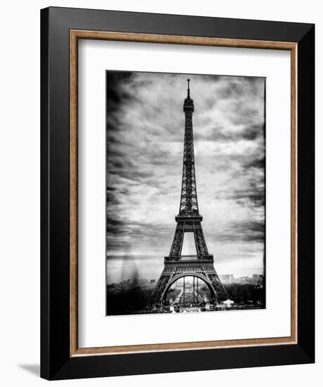 Instants of Paris B&W Series - Eiffel Tower, Paris, France-Philippe Hugonnard-Framed Art Print