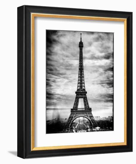 Instants of Paris B&W Series - Eiffel Tower, Paris, France-Philippe Hugonnard-Framed Art Print