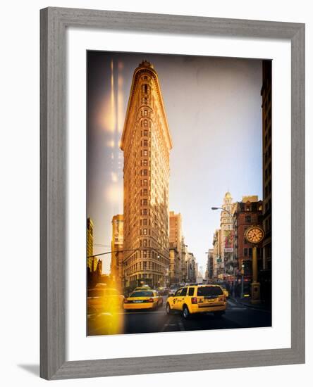 Instants of Series -Flatiron Building and Yellow Cabs - Manhattan, New York, USA-Philippe Hugonnard-Framed Photographic Print