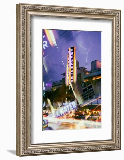Instants of Series - Miami Beach Art Deco District - The Breakwater Hotel South Beach - Florida-Philippe Hugonnard-Framed Photographic Print