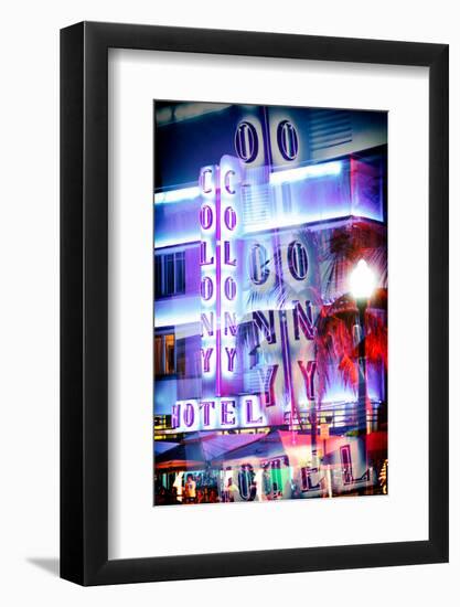 Instants of Series - Ocean Drive with the Colony Hotel by Night - Miami Beach-Philippe Hugonnard-Framed Photographic Print