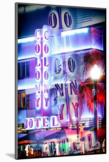 Instants of Series - Ocean Drive with the Colony Hotel by Night - Miami Beach-Philippe Hugonnard-Mounted Photographic Print