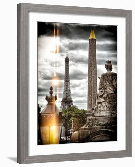 Instants of Series - Place de la Concorde with Obelisk and Eiffel Tower View - Paris, France-Philippe Hugonnard-Framed Photographic Print