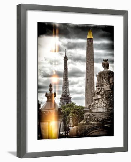 Instants of Series - Place de la Concorde with Obelisk and Eiffel Tower View - Paris, France-Philippe Hugonnard-Framed Photographic Print