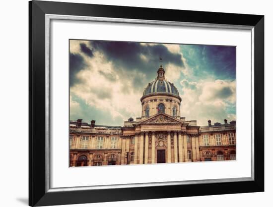 Institut De France in Paris. Famous Cupola, Dome of the Building against Clouds.-Michal Bednarek-Framed Photographic Print