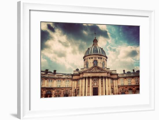 Institut De France in Paris. Famous Cupola, Dome of the Building against Clouds.-Michal Bednarek-Framed Photographic Print