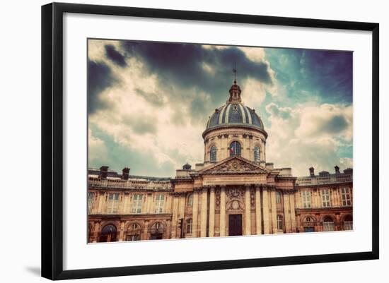 Institut De France in Paris. Famous Cupola, Dome of the Building against Clouds.-Michal Bednarek-Framed Photographic Print