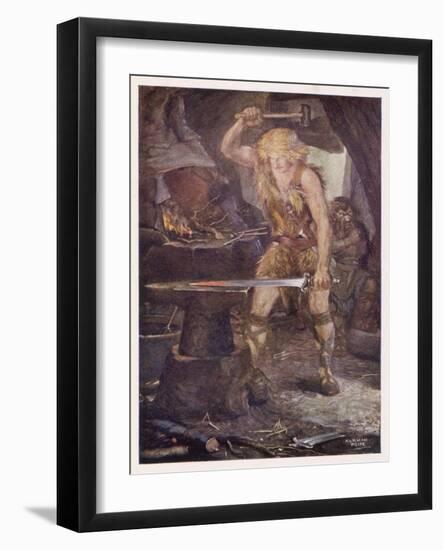 Instructed by Mime Siegfried Forges the Magic Sword Notung-Norman Price-Framed Art Print