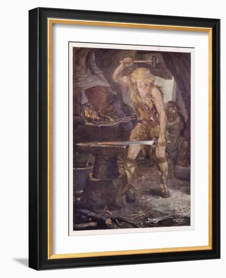 Instructed by Mime Siegfried Forges the Magic Sword Notung-Norman Price-Framed Art Print