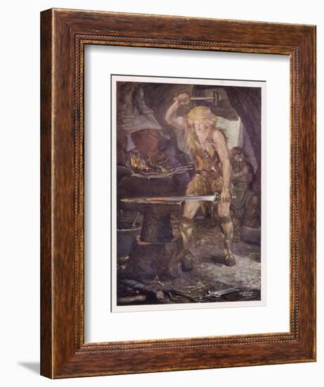 Instructed by Mime Siegfried Forges the Magic Sword Notung-Norman Price-Framed Art Print