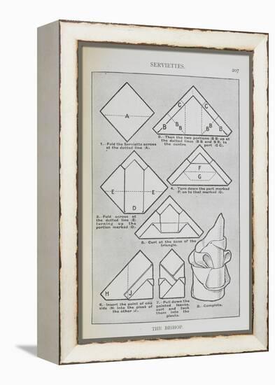 Instructions For Folding a Serviette Into the 'Bishop' Shape-Isabella Beeton-Framed Premier Image Canvas