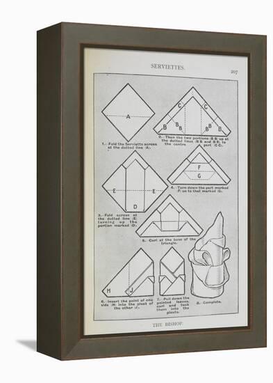 Instructions For Folding a Serviette Into the 'Bishop' Shape-Isabella Beeton-Framed Premier Image Canvas