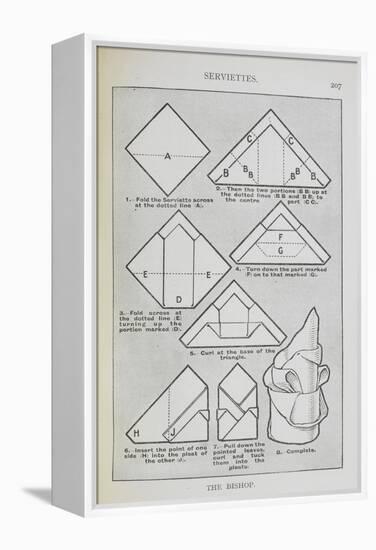 Instructions For Folding a Serviette Into the 'Bishop' Shape-Isabella Beeton-Framed Premier Image Canvas