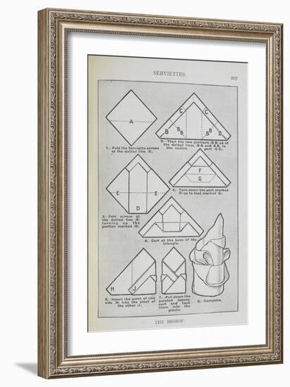 Instructions For Folding a Serviette Into the 'Bishop' Shape-Isabella Beeton-Framed Giclee Print