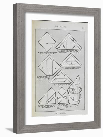 Instructions For Folding a Serviette Into the 'Bishop' Shape-Isabella Beeton-Framed Giclee Print