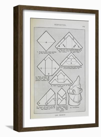 Instructions For Folding a Serviette Into the 'Bishop' Shape-Isabella Beeton-Framed Giclee Print