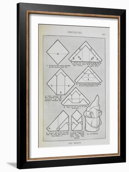 Instructions For Folding a Serviette Into the 'Bishop' Shape-Isabella Beeton-Framed Giclee Print