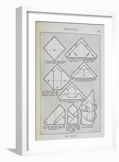 Instructions For Folding a Serviette Into the 'Bishop' Shape-Isabella Beeton-Framed Giclee Print