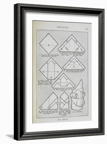 Instructions For Folding a Serviette Into the 'Bishop' Shape-Isabella Beeton-Framed Giclee Print