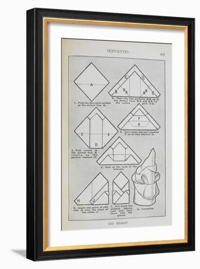 Instructions For Folding a Serviette Into the 'Bishop' Shape-Isabella Beeton-Framed Giclee Print