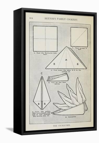 Instructions For Folding a Serviette Into 'The Cockscomb' Shape-Isabella Beeton-Framed Premier Image Canvas