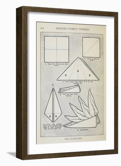 Instructions For Folding a Serviette Into 'The Cockscomb' Shape-Isabella Beeton-Framed Giclee Print