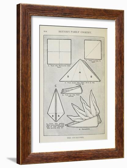 Instructions For Folding a Serviette Into 'The Cockscomb' Shape-Isabella Beeton-Framed Giclee Print