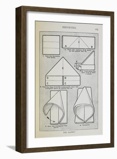 Instructions For Folding a Serviette Into the 'sachet' Shape-Isabella Beeton-Framed Giclee Print