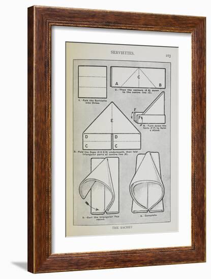 Instructions For Folding a Serviette Into the 'sachet' Shape-Isabella Beeton-Framed Giclee Print
