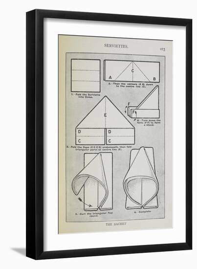 Instructions For Folding a Serviette Into the 'sachet' Shape-Isabella Beeton-Framed Giclee Print