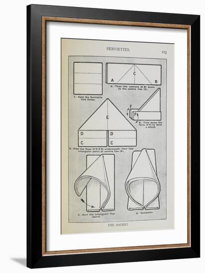 Instructions For Folding a Serviette Into the 'sachet' Shape-Isabella Beeton-Framed Giclee Print