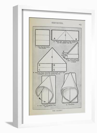 Instructions For Folding a Serviette Into the 'sachet' Shape-Isabella Beeton-Framed Giclee Print