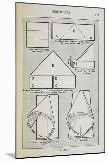 Instructions For Folding a Serviette Into the 'sachet' Shape-Isabella Beeton-Mounted Giclee Print
